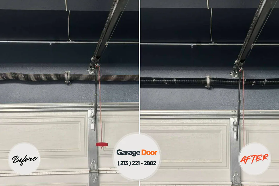 Before and after: garage door repair Lone Grove, OK